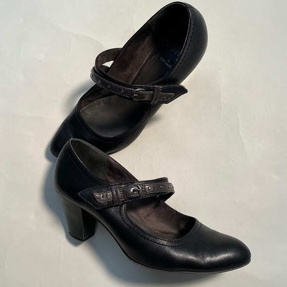 Jana 100% Comfort, Black with Grey Accent, Size 40 (Eur) Ladies Heels with Strap - Picture 1 of 5